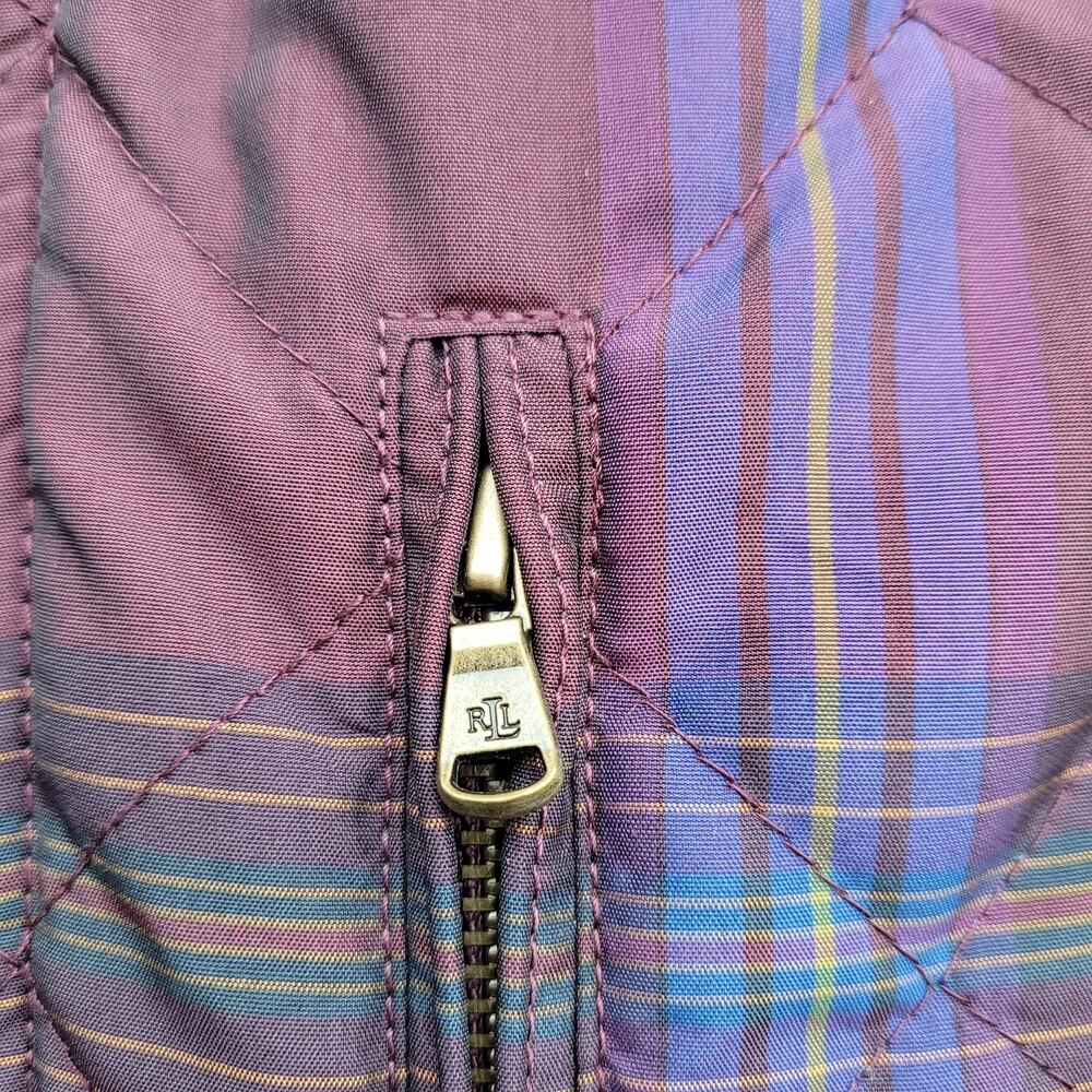 Lauren Ralph Lauren Puffer Vest Quilted Plaid Burgundy Purple size Large - Picture 10 of 14